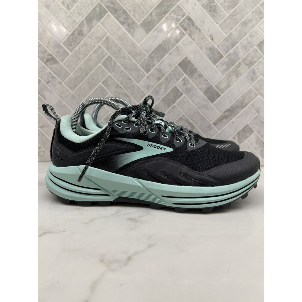 Brooks Cascadia 16 Trail Running‎ Shoes Womens 9.5B 9.5 B Black Green Sneakers